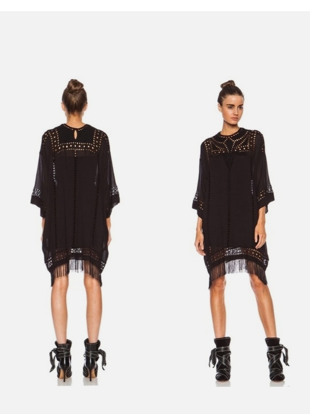 Isabel Marant Brown Viscose Dress With Fringe